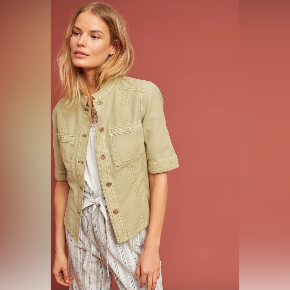 Anthropologie classic denim summer jacket, will fit Size 12, marked as Size 16